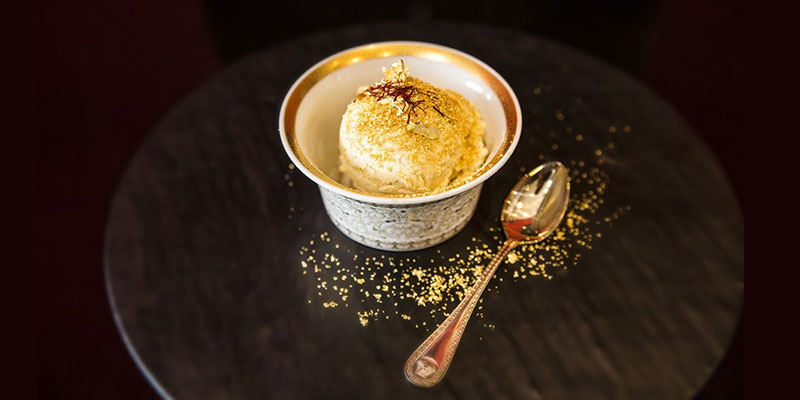 عرضه گرانترین بستنی جهان با زعفران ایرانی و طلا در امارات !